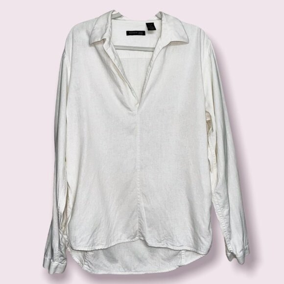 Kenneth Cole Linen Long Sleeve Blouse Coastal Lightweight Womens Size Large - Picture 1 of 10